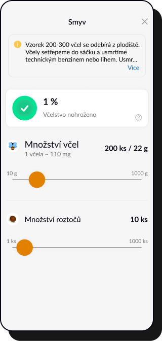Určení míry napadení včelstva