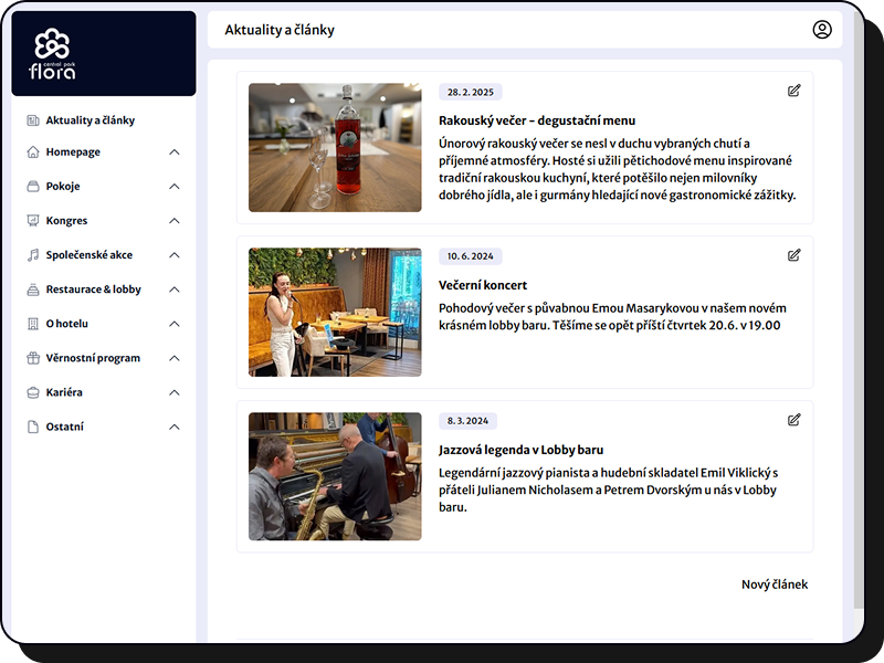 Aktuality a články v CMS